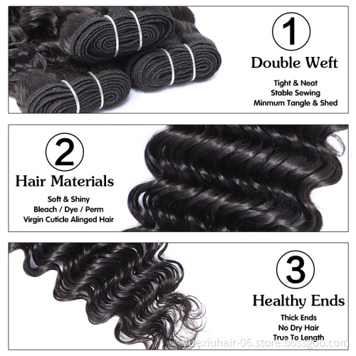 Best Quality Deep Wave 8-30 Inch Indian Virgin Remy Raw Hair Bundle 26 28 30 Inch Human Hair Extensions